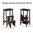 thumbnail image 4 of Giantex Step Folding Wooden Step Stool, Portable Anti-Slip Step Ladder, Foldable Wood Counter Staircase, Multifunctional Flower Shelf & Chair for Kitchen/Garage/Living Room/Library, 4 of 9