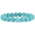 thumbnail image 1 of Angelstones Bracelet Extensible Unisexe en Perles Rondes de 10 mm avec Pierre Précieuse d'Amazonite Bleue Naturelle 7 Pouces, 1 of 2