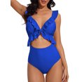 thumbnail image 1 of Charmo One Piece Bathing Suit for Women Ruffle Cut Out Swimsuits Strappy Monokinis, 1 of 5