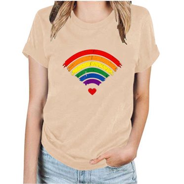 Styesk Pride T Shirts for Women Women's Short Sleeves Floral Print Casual Tops Pullover Blouse T-shirt