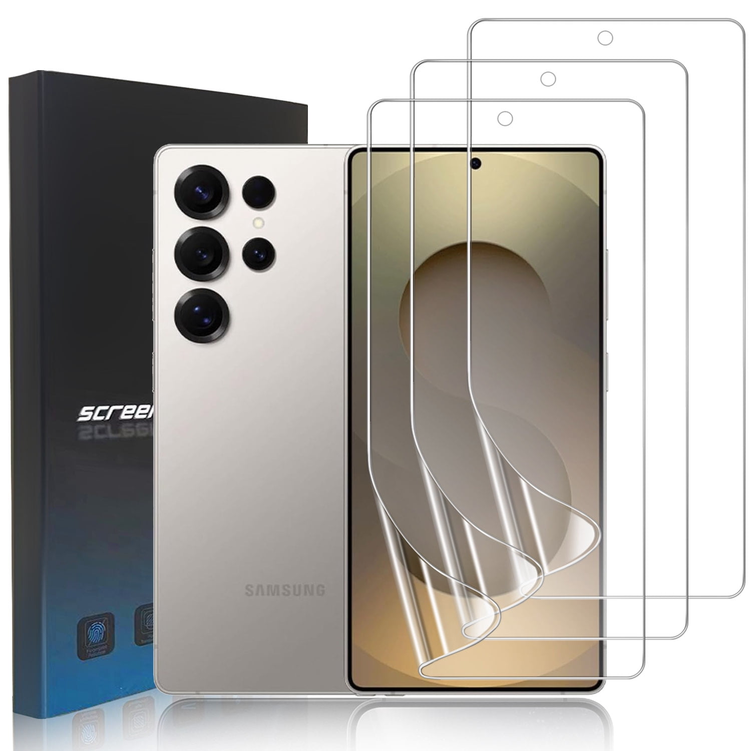 Zonyee [3 Pack] Screen Protector for Samsung Galaxy S25 Ultra, HD Hydrogel Film Soft TPU Protective Film, [Support Fingerprint] [Curved Coverage]