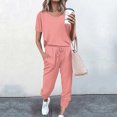 thumbnail image 2 of Timegard 2 Piece Sets for Women Summer Short Sleeve Tops and Drawstring Pants with Pockets Comfy Casual Sets, 2 of 5