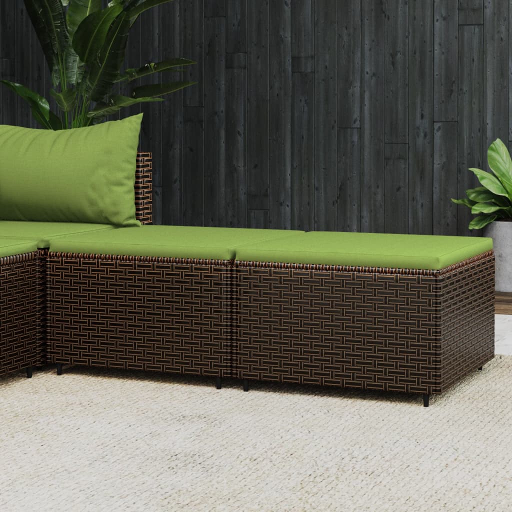 vidaXL Repose-Pieds de Jardin avec Coussins 2 Pcs Brun Rotin Poly