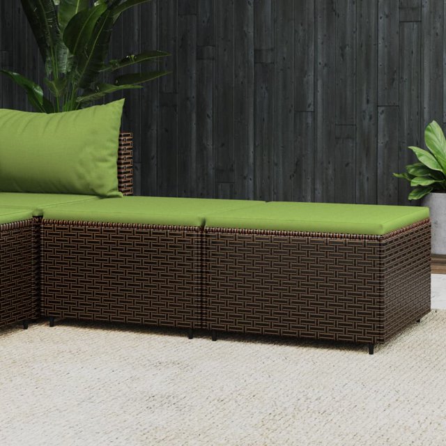 vidaXL Repose-Pieds de Jardin avec Coussins 2 Pcs Brun Rotin Poly