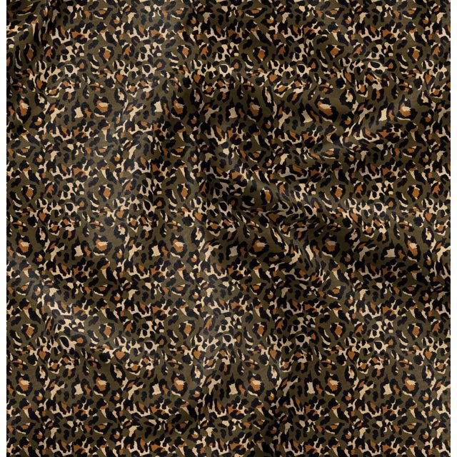 Soimoi Brown Cotton Duck Fabric Leopard Animal Skin Decor Fabric Printed Yard 58 Inch Wide