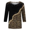 thumbnail image 4 of Qertyioot Hauts de Mode pour Femmes, T-shirt Ample Imprimé Mi-Long Manches 3/5 Blouse Col Rond Décontracté, 4 of 4
