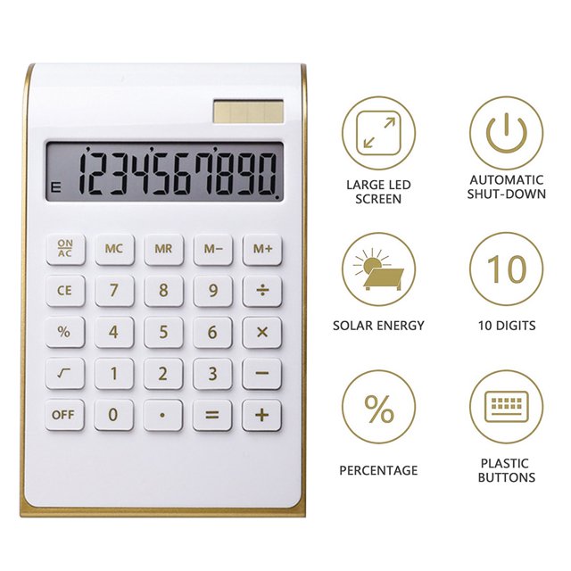 YAOMOBB Calculatrice Scientifique Grand Affichage Calculatrice de Bureau Bouton Réactif Double Alimentation Design Cadre Doré