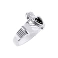 thumbnail image 3 of RYLOS Rings Sterling Silver Claddah Love, Loyalty & Friendship Heart 6MM Gem Irish Wedding Band Claddagh Rings October Onyx Jewelry Size 8, 3 of 7