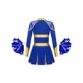 thumbnail image 2 of Hansber Déguisement d'Halloween pour Filles Enfants, Costume de Cheerleader pour Fête, Uniforme de Cheerleading à Manches Longues, Robe de Danse avec Pompon, Bleu 14, 2 of 6