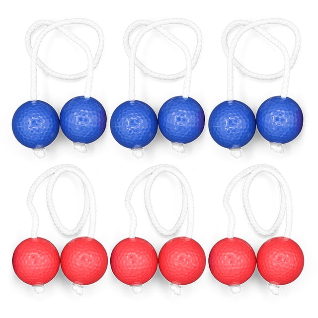 Graflsoa Ensemble Premium de Bols à Lancer en Forme d'Échelle pour l'Extérieur avec Véritables Balles de Golf (3 Rouges + 3 Bleus) pour Jeux de Ballon Échelle, Corde en Nylon Lestée de 16 Po, Matériau PE, Diamètre de 4,2 cm, Poids du Lot de 440-587 g