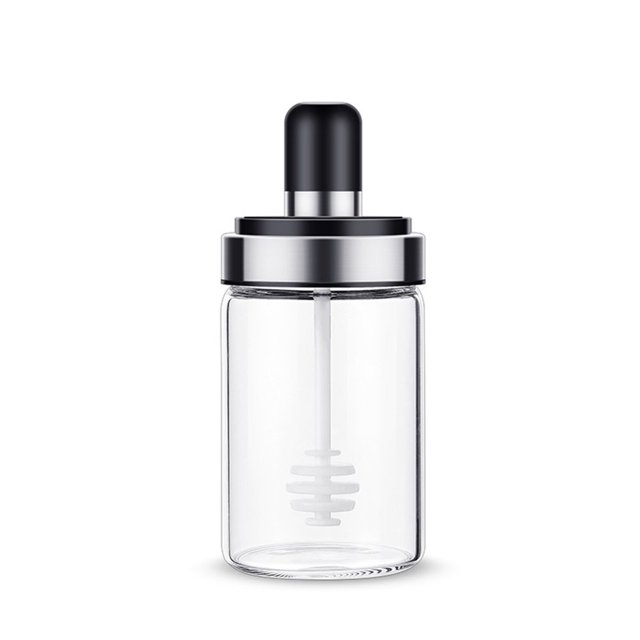 Pot de Rangement en Verre pour Condiments et Épices de Cuisine avec Couvercle à Cuillère