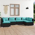 thumbnail image 1 of vidaXL 6 Piece Garden Lounge Set with Cushions Poly Rattan Black, 1 of 4
