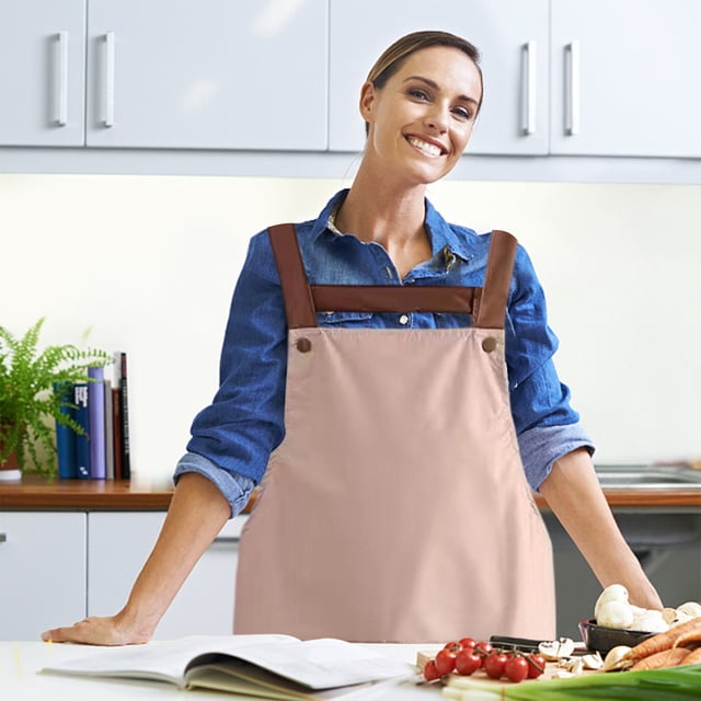 Tablier de Cuisine Uni Imperméable Résistant à l'Huile pour Cuisine, Pâtisserie, Nettoyage, Attaches Réglables, Bavoir Adulte Unisexe
