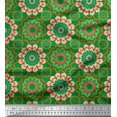 thumbnail image 1 of Soimoi Tissu Satin Modal Vert Multicolore Imprimé Mandala au Mètre 42 Pouces de Large, 1 of 1