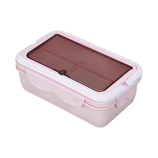 Xihbxyly Glass Tupperware multicolor deli meat container with a pink base and transparent lid. Designed for adult lunch storage, it features a sealing buckle for secure closure and a handle for easy portability. Ideal for fridge storage, microwave heating, and office lunches.