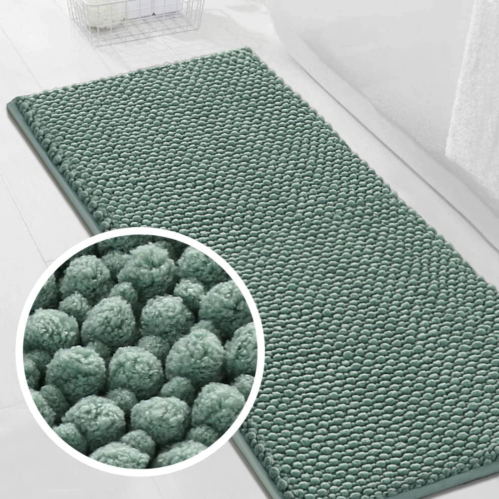 Turquoize Bathroom Rug Non Slip Chenille Bath Mat for Bathroom Thick Plush Rugs for Shower Shaggy Bathroom Mat Machine Washable Bath Rug Perfect for Bathroom Tub Mat, Size 47" X 20", Aqua Foam