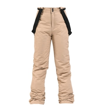 Xfvqtps Men and Women Snow Pants Ski Bibs Snowboarding Adjustable Straps Solid Color Warm Waterproof Insulated Winter Cotton Overalls Khaki