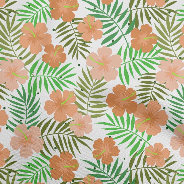 oneOone Silk Tabby White Fabric Tropical Leaf Craft Projects Decor Fabric Printed By The Yard 42 Inch Wide