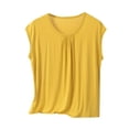 thumbnail image 1 of Yuyuzo Hauts de Pyjama pour Femmes Grande Taille, Chandails à Manches Cap, Col Ras du Cou, Haut Plissé de Base Superposé, Doux et Confortable, Tenue de Détente, 1 of 4