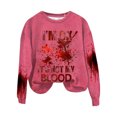 thumbnail image 1 of Rbaofujie Chandails à Capuchon Mignons Halloween Mode Femmes Décontracté Manches Longues Col Rond Imprimé Chandail pour Dames Hauts Blouse Rose Vif Chandail pour Femmes, 1 of 3