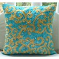 thumbnail image 2 of Pillow Cover, Blue Pillow Covers 18x18 inch (45x45 cm), Luxury Blue Pillow Cases, Blue Yellow Ribbon Abstract Pillow Case, Square Silk Throw Pillows Cover, Floral - Creative Ribbons, 2 of 4