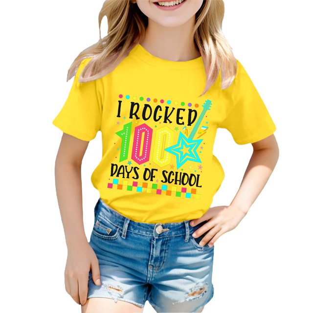 TZEWGL T-Shirts pour Fille Imprimé Col Rond Manches Courtes Vêtements pour Nouveau-Nés Taille 2-3T