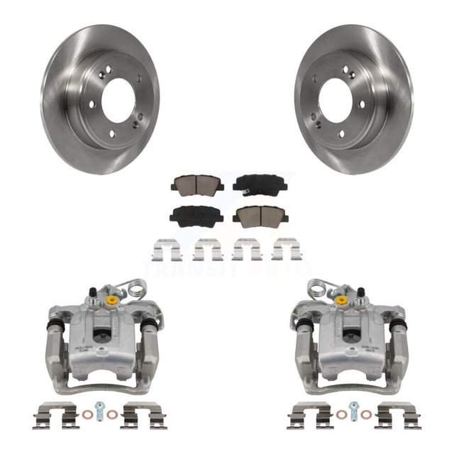 CMX Rear Disc Brake Caliper Rotors and Ceramic Pads Kit for Car Hyundai Elantra Coupe KC8-100496C