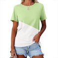 thumbnail image 2 of Birdeem Womens Summer Color Matching Round Neck Short Sleeved Top Short Sleeved Round Neck Top/Shirt, 2 of 12