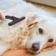 thumbnail image 4 of Pet Grooming Brush Shedding and Dematting Undercoat Rake Comb for Dogs and Cats Extra Wide Blue, 4 of 4