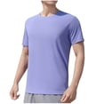thumbnail image 2 of Viluyesy T-Shirt Décontracté pour Homme à Col Rond, Ample, Uni, Extensible, Muscle, Manches Courtes, Violet, TG, 2 of 6