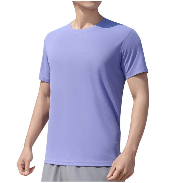 Dagugfen Tops for Men Summer Short Sleeve Round Neck Lightweight Casual Basic Tee Shirts Solid Color