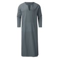 thumbnail image 5 of Ketyyh-chn99 T-Shirt Homme Mode Hommes Décontracté Mode Coton Col en V Manches Longues Robe Veste Haut Gris,P, 5 of 5