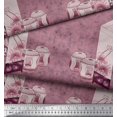thumbnail image 2 of Soimoi Pink Poly Georgette Fabric & Floral Artistic Decor Fabric Printed BTY 52 Inch Wide, 2 of 3