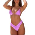 thumbnail image 1 of Women's Triangle String Bikini Set Sexy Tie Back Two Piece Swimsuit Cute Spaghetti Strap Bathing Suit, 1 of 4