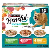 Purina Beneful IncrediBites Real Lamb, Real Beef, Real Chicken in Sauce 12C Variety pack, Wet Dog Food, 85g x 12