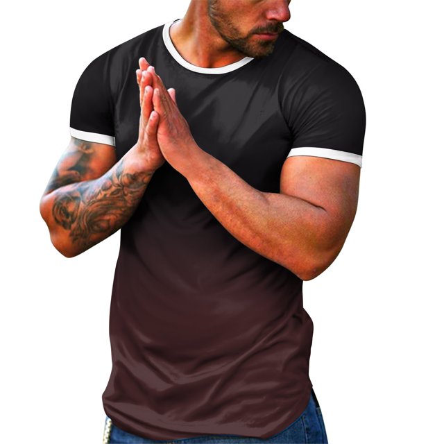 BOBOGOJP T-Shirts à Col Rond pour Hommes, Manches Courtes, Coupe Ajustée (Brun, 3TG)