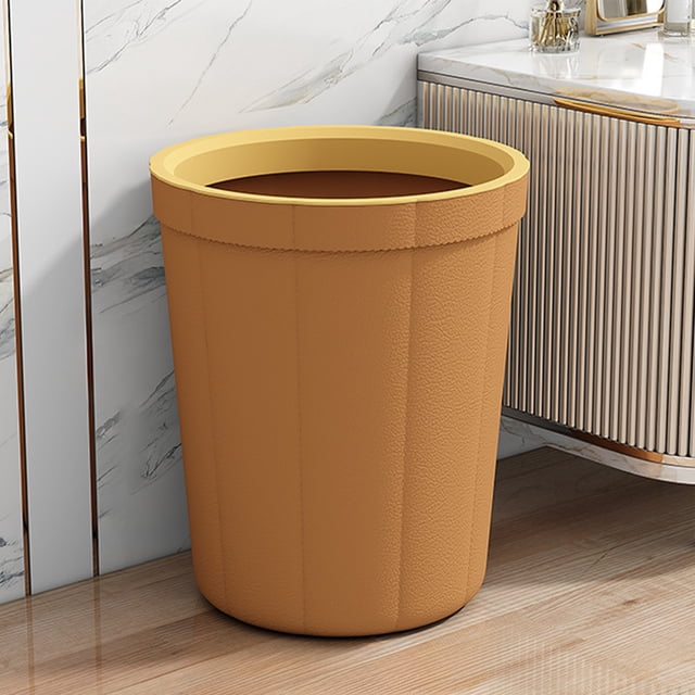 LSLJS Plain Pressure Ring Trash Can Imitation Leather Bedroom and Bathroom Large Capacity Open Uncovered Kitchen Trash Can Commercial Office Wasteba, Home Accessories