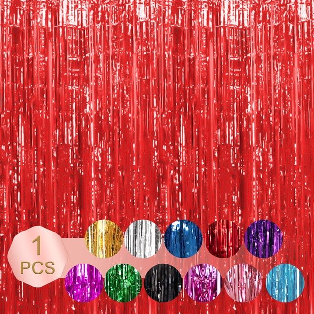 Langgg 6.5ft Fringe Curtain 0pcs Streamers Party Decorations Tinsel Curtain Backdrop Red 6.5ft 5Set