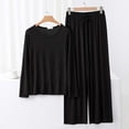 thumbnail image 1 of TACILIP Ensembles 2 Pcs pour Femmes Ensembles de Détente d'Été Tenues Col Rond Manches Longues Hauts Pantalons à Jambes Larges Pyjamas pour Femmes Ensemble, 1 of 3