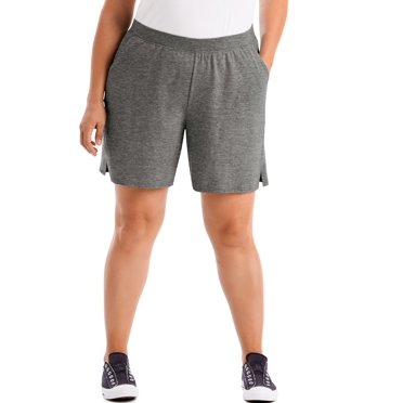 Just My Size Shorts en Jersey de Coton pour Femmes, 1X, Charbon Chiné
