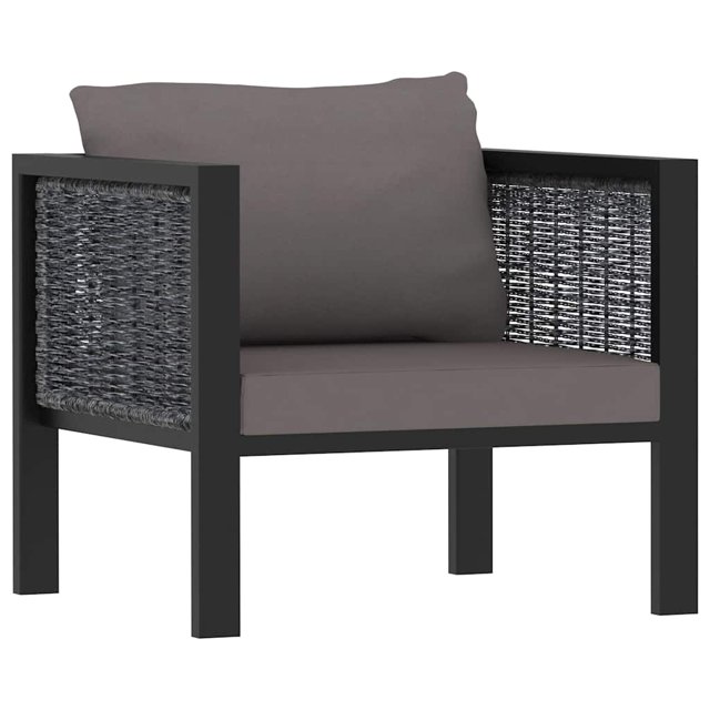 vidaXL Sectionnel avec Coussin en Rotin Poly Anthracite