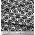 thumbnail image 3 of Soimoi Black polyester Crepe Fabric Circle Art Geometric Printed Fabric 1 Yard 52 Inch Wide, 3 of 5