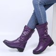 thumbnail image 4 of Bmisegm Bottes Rétro pour Femmes à Fermeture Éclair, Talon Carré, Couleur Unie, Tige Mi-Haute, Bout Rond, Chaussures Violettes 8.5, 4 of 4
