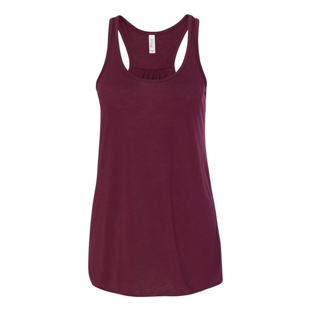 Bella Ladies Flowy Racerback Tank, M, Maroon
