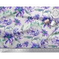 thumbnail image 2 of Soimoi Purple Poly Georgette Fabric Leaves & Floral Decor Fabric Printed BTY 52 Inch Wide, 2 of 3