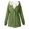 thumbnail image 2 of WEIYLL Womens Fleece Jackets Warm Solid Color Hooded Zipper Pockets Army Green Fall Tops Size 2XL, 2 of 4