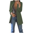 thumbnail image 1 of Women Open Front Pockets Cardigan Formal Suit Long Sleeve Blouse Coat, 1 of 6