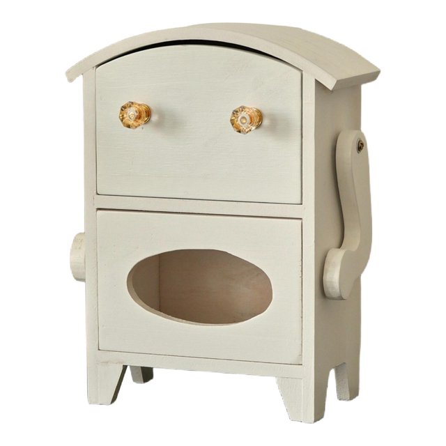 Elodie Mini Storage Cabinet Convenient Robot Shaped for Desk Living Room Countertop White