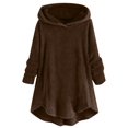 thumbnail image 1 of Womens Cardigan Plus Size Button Plush Tops Hooded Loose Cardigan Wool Coat Winter Jacket Navy Xl, 1 of 5