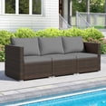 thumbnail image 1 of Costway 3PCS Patio Sectional Sofa Set with Right Arm Sofa & Left Arm Sofa, Soft Cushions Gray + Mix Brown, 1 of 10